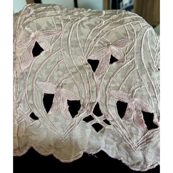 UMI Collections Anne Crimmins Vintage 80s Pink Silk Laser Cut Button Blouse 4 - Picture 4 of 5